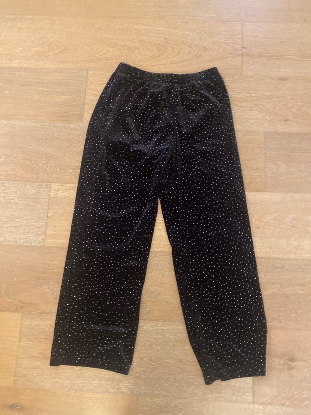 Black velvet bedazzled pants